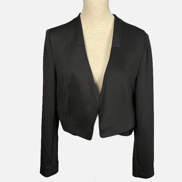 Jones New York Petite Scuba Cropped Open Jacket Black Size 14P NWT - Picture 10 of 10
